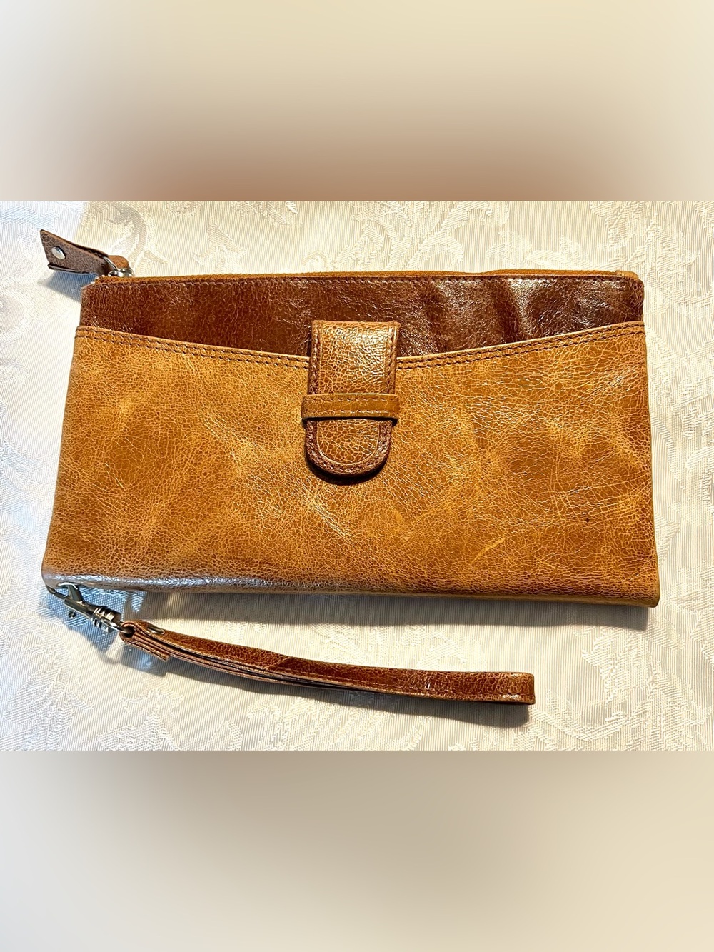 Cabrelli & Co. Genuine Leather Two-Tone Tan & Brown Wallet Clutch